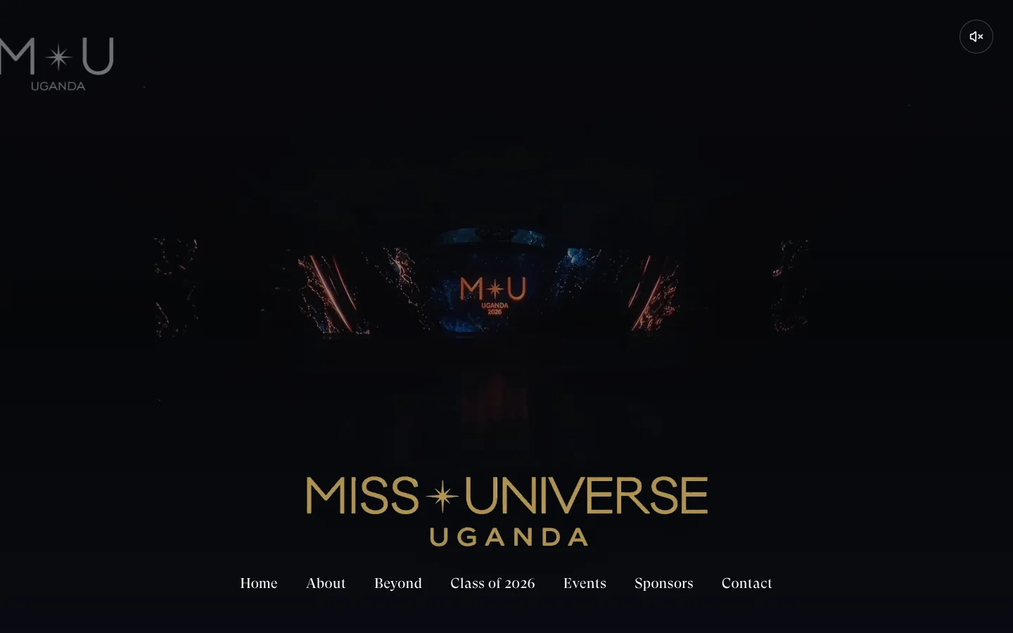 Miss Universe Uganda homepage with its pageant identity and editorial imagery
